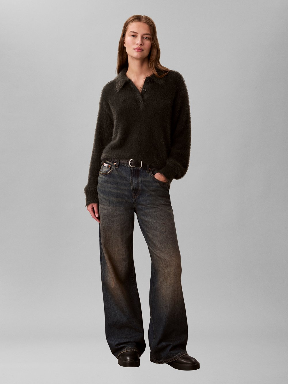 Calvin Klein Jeans Sweter damski z dzianiny Kobiety szary, L