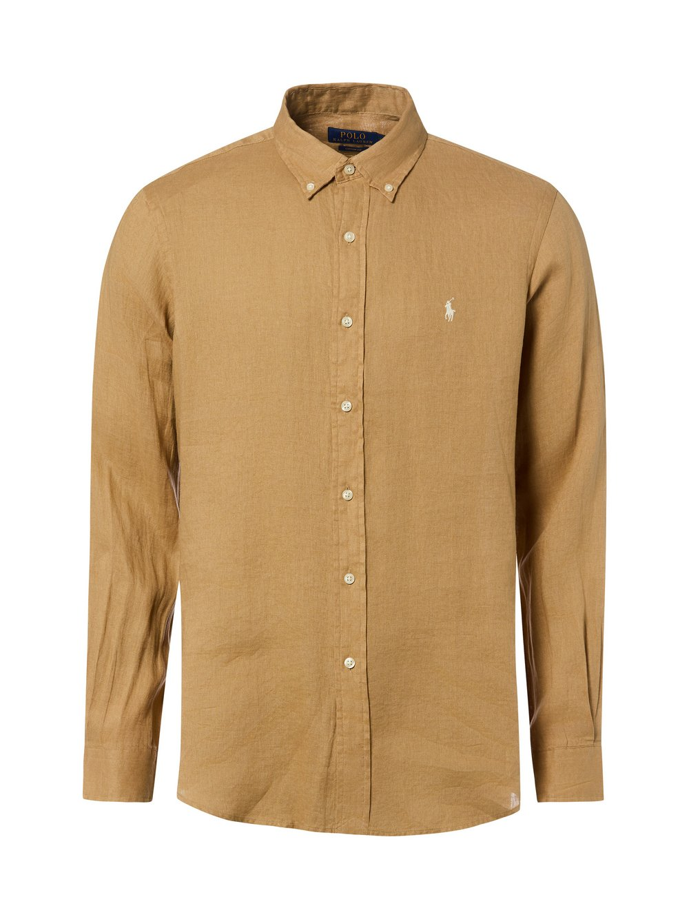 Polo Ralph Lauren Męska koszula lniana Mężczyźni Regular Fit len brązowy, M