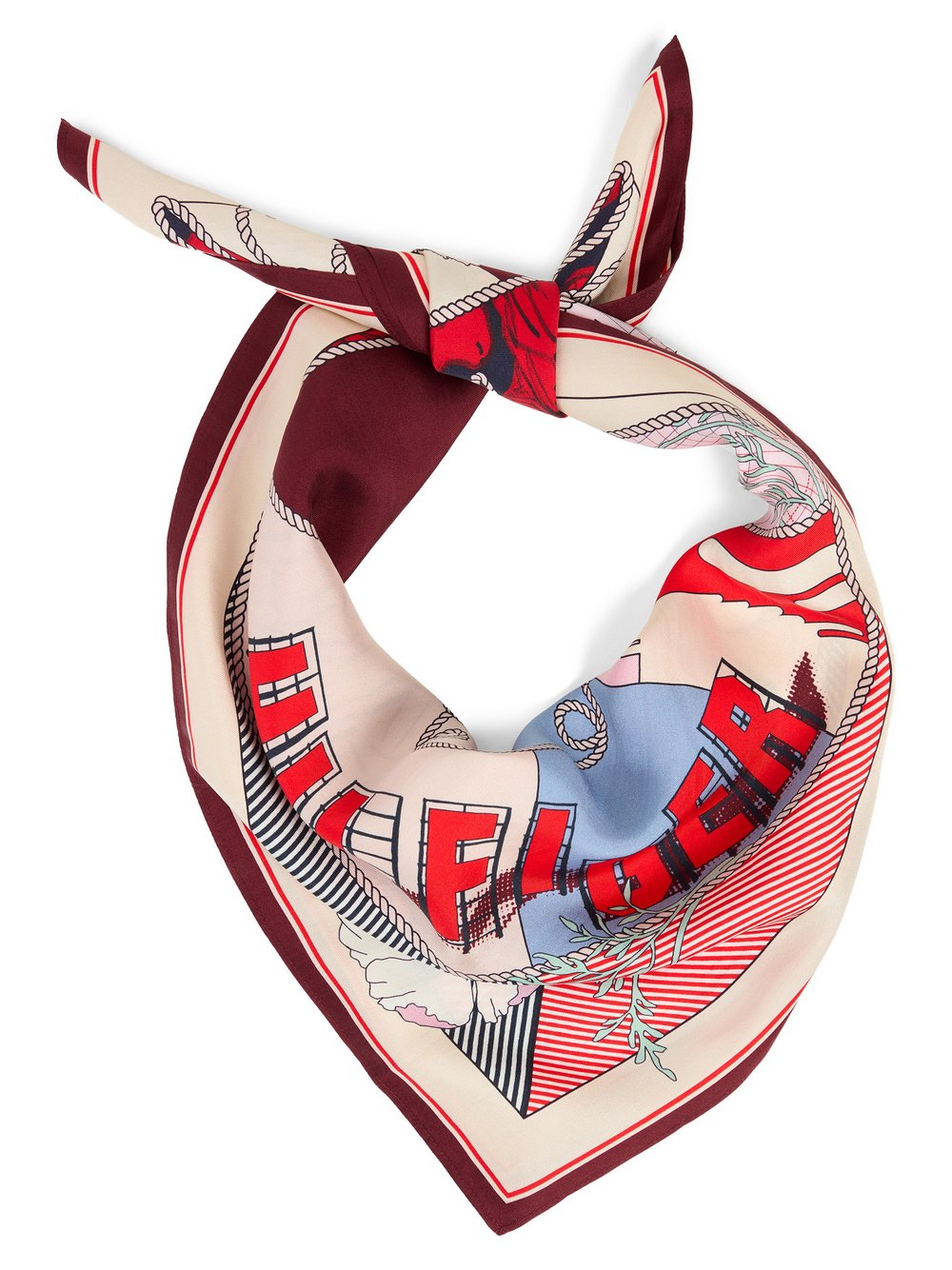 Tommy Hilfiger Jedwabna apaszka damska Kobiety beżowy|wielokolorowy, ONE SIZE