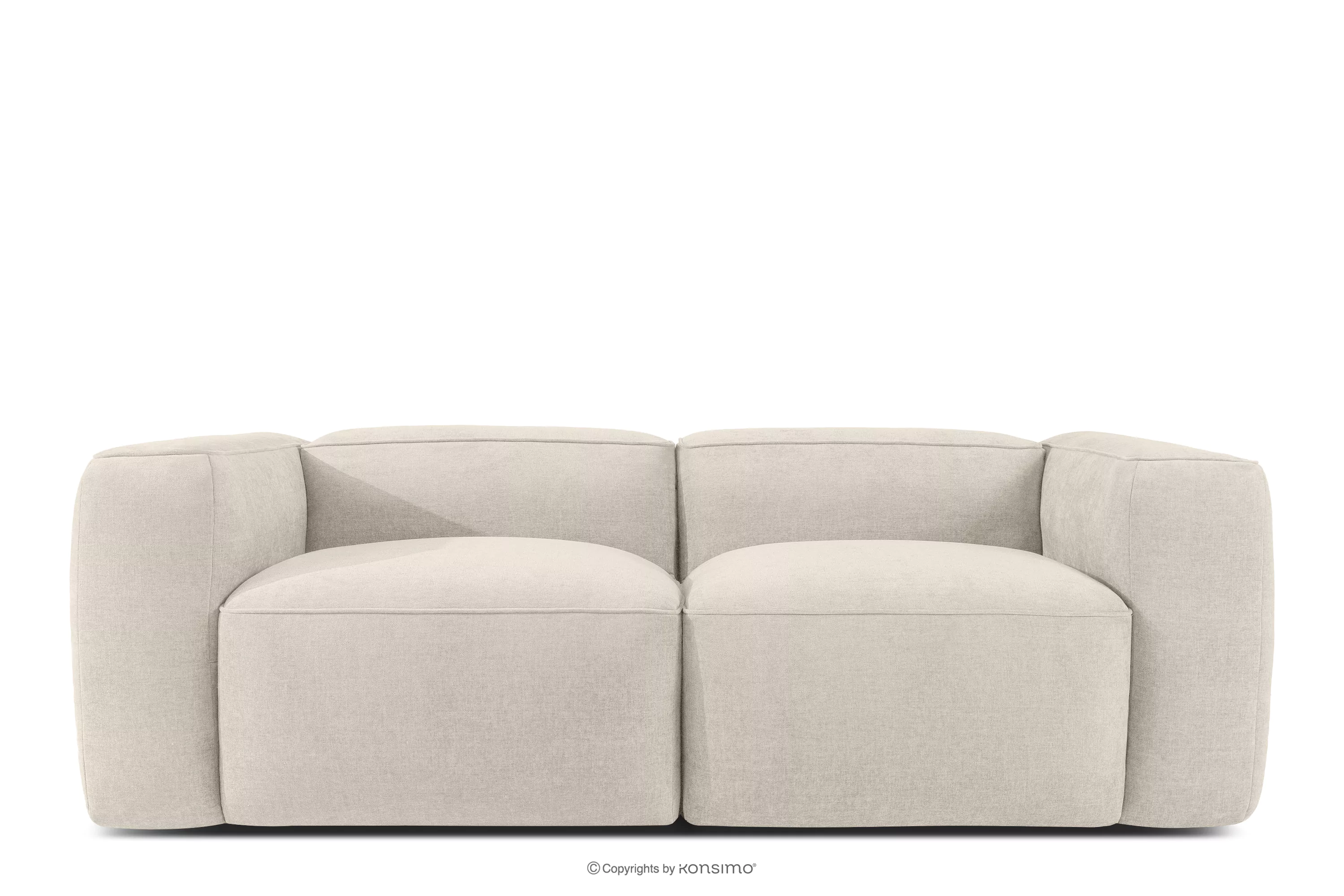 Miękka sofa dwuosobowa w tkaninie plecionej ecru FUBBO