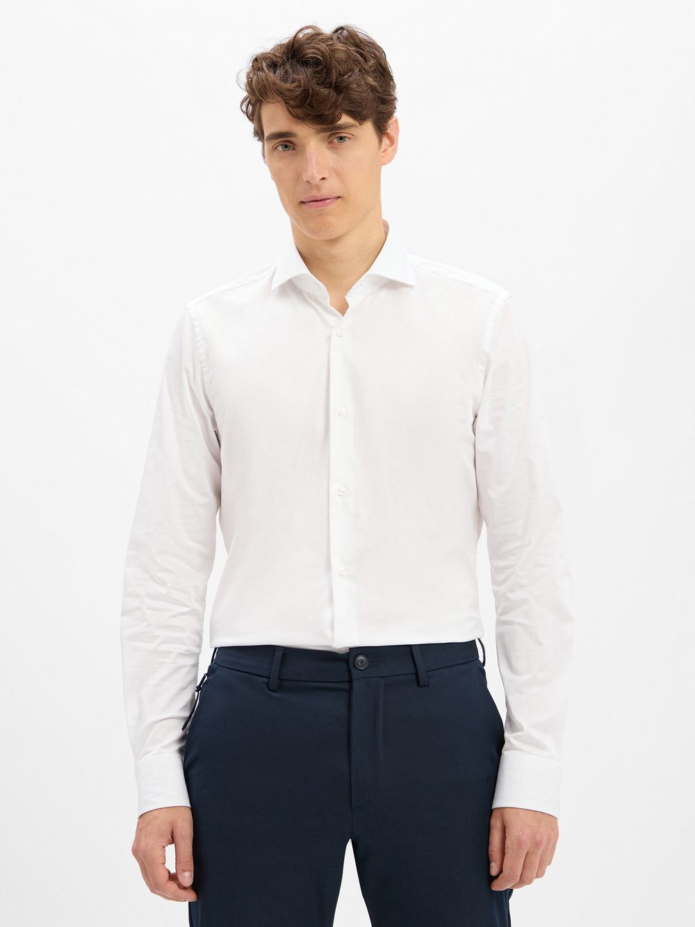 JOOP! Męska koszula biznesowa - Pares Mężczyźni Slim Fit Bawełna biały, 40