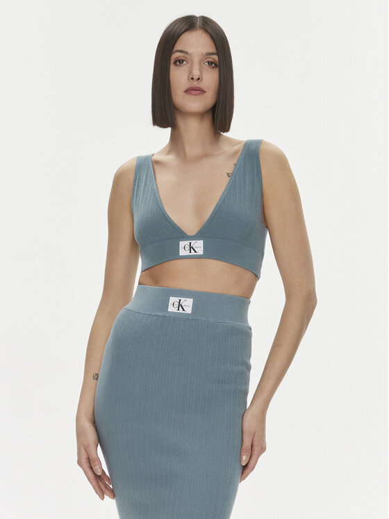 Calvin Klein Jeans Top Variegated J20J222625 Niebieski Slim Fit