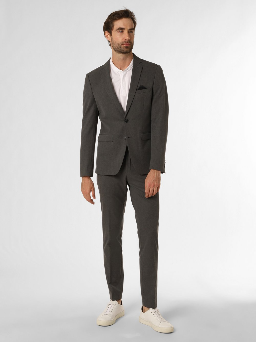 Finshley & Harding Męski garnitur Mężczyźni Slim Fit szary, 102