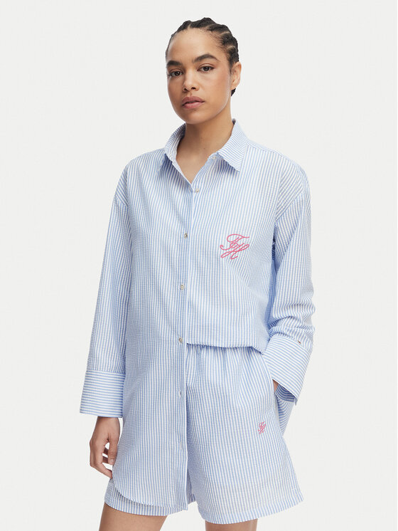 Tommy Hilfiger Koszula Seersucker UW0UW06474 Niebieski Regular Fit