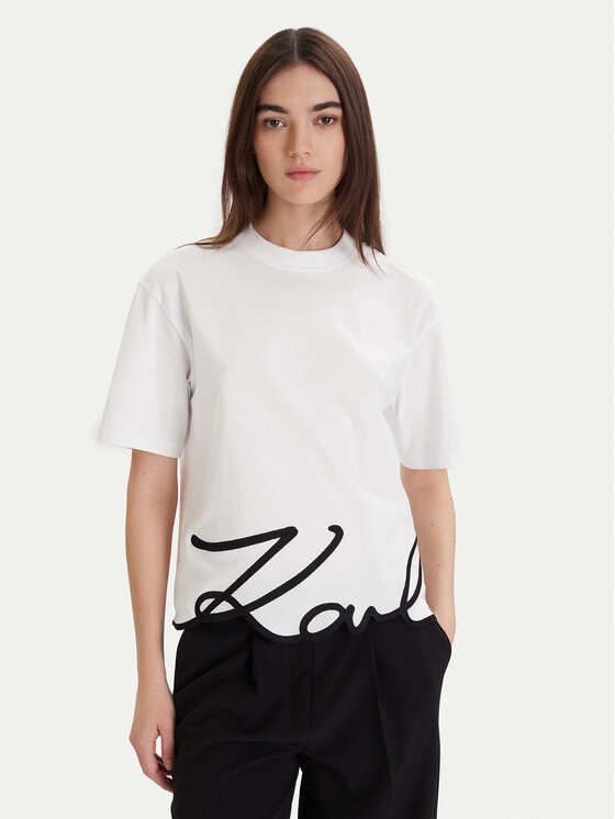 KARL LAGERFELD T-Shirt A1W17013 Biały Regular Fit