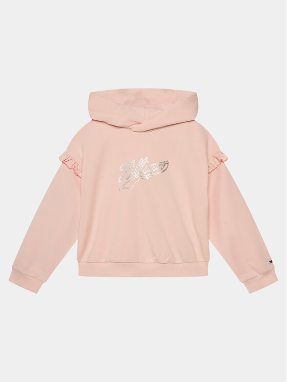 Tommy Hilfiger Bluza Hilfiger Script Ruffle Hoodie KG0KG07720 Różowy Regular Fit