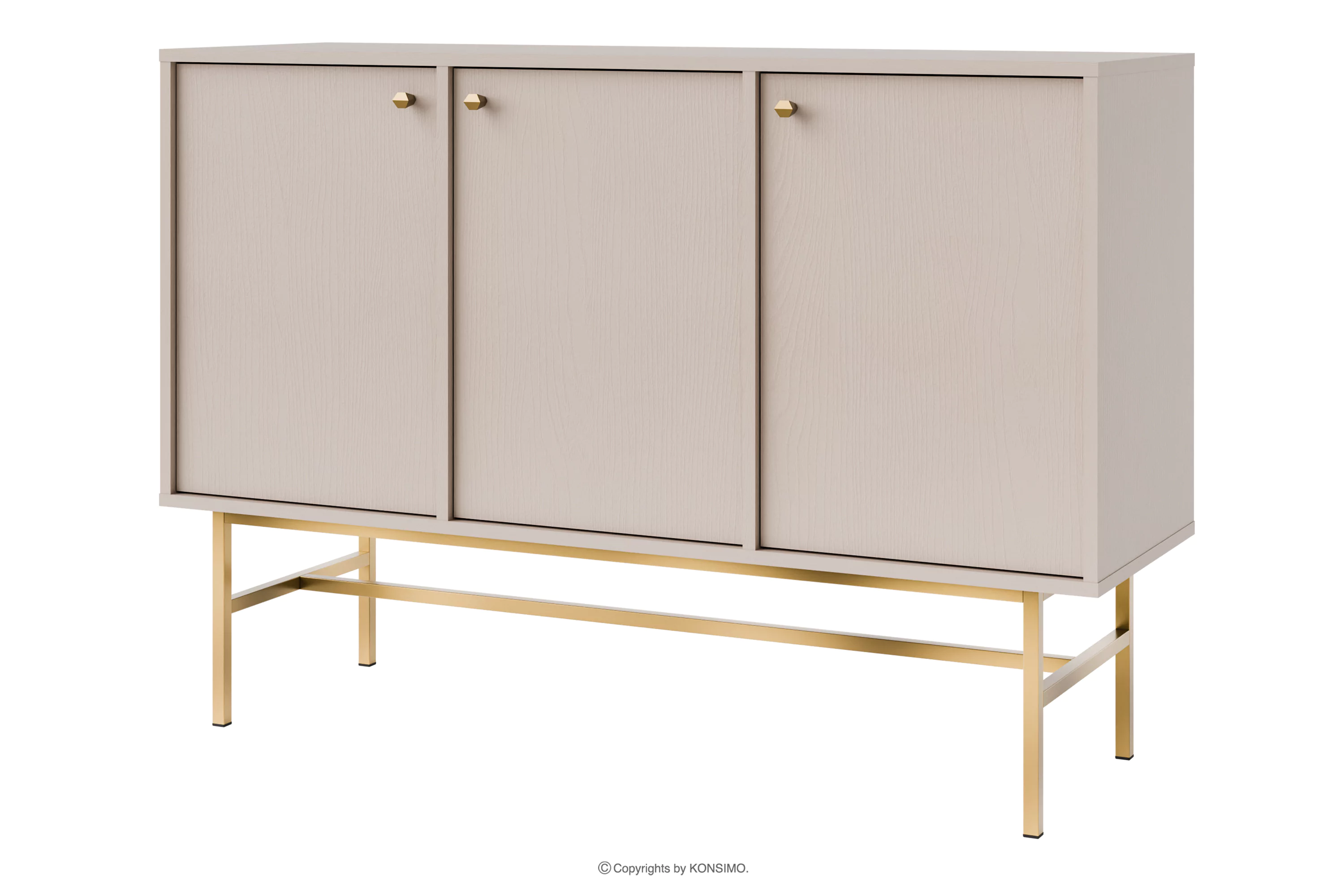 Kremowa komoda ze złotymi nóżkami w stylu modern FLOREN