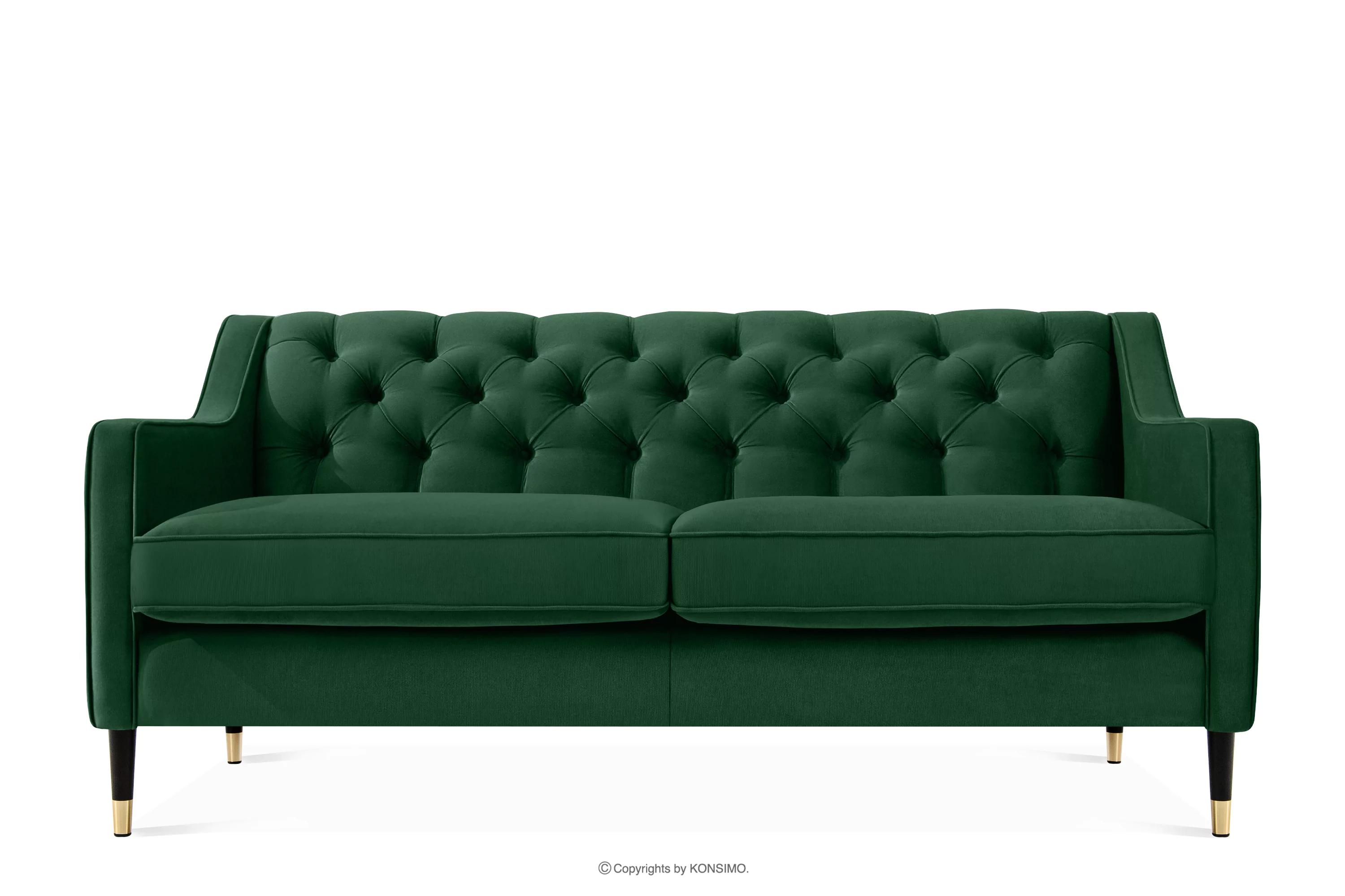 Elegancka sofa dwuosobowa z pikowaniem w tkaninie welur ciemny zielony NOMUS