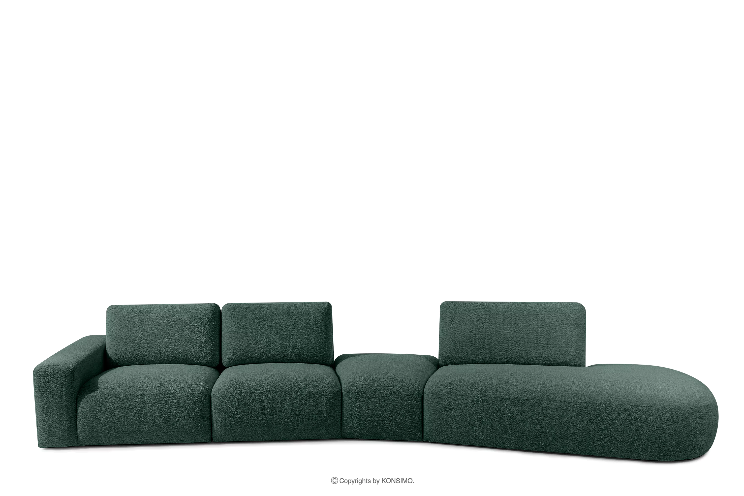 Narożnik organic do salonu w tkaninie boucle zielony ZUCCO