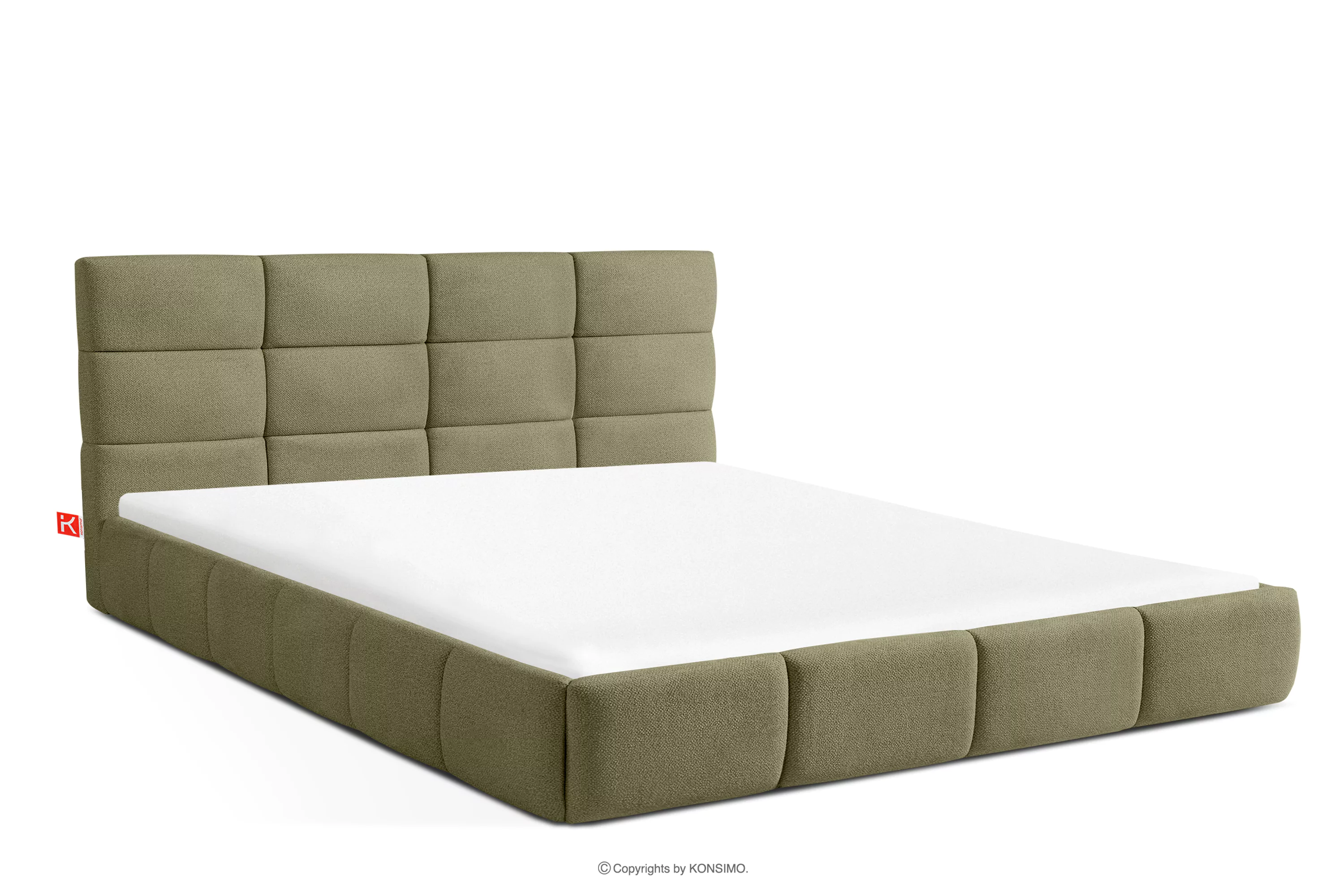 Łóżko 180 cm w tkaninie boucle zielony ALTOS