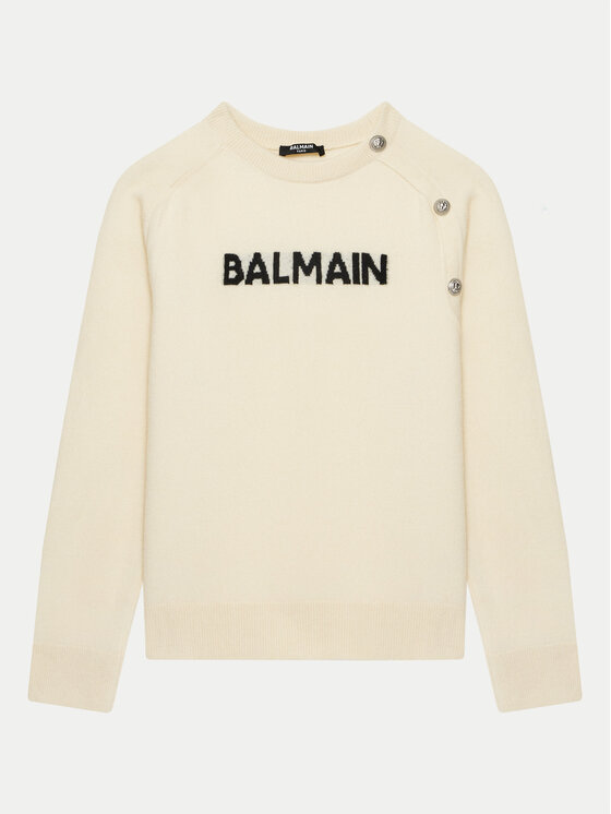 Balmain Sweter BV9B00-Z2409 Écru Regular Fit