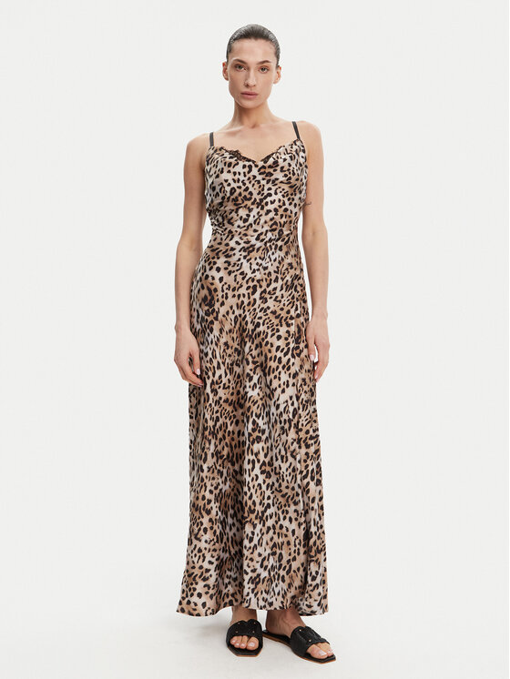 Guess Sukienka wieczorowa W5GT10 WF1T2 Brązowy Slim Fit