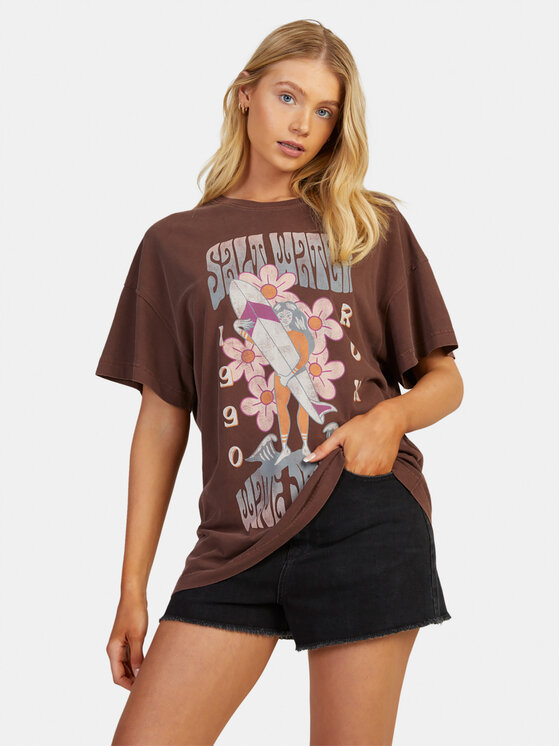 Roxy T-Shirt Sweetjanis Tees URJZT03737 Brązowy Regular Fit