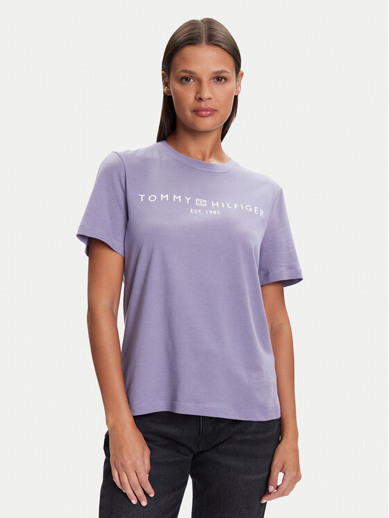 Tommy Hilfiger T-Shirt WW0WW40276 Fioletowy Regular Fit