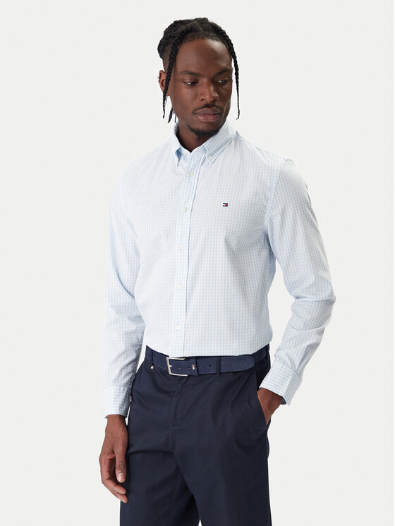 Tommy Hilfiger Koszula Gingham MW0MW41713 Błękitny Regular Fit