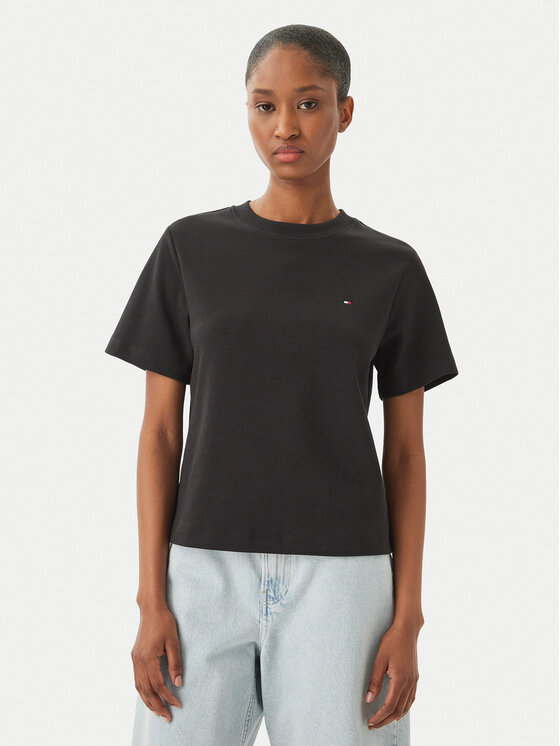 Tommy Hilfiger T-Shirt WW0WW49646 Czarny Boxy Fit