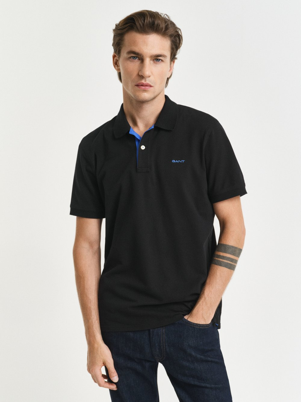 Gant Męska koszulka polo Mężczyźni Bawełna czarny, XXXL