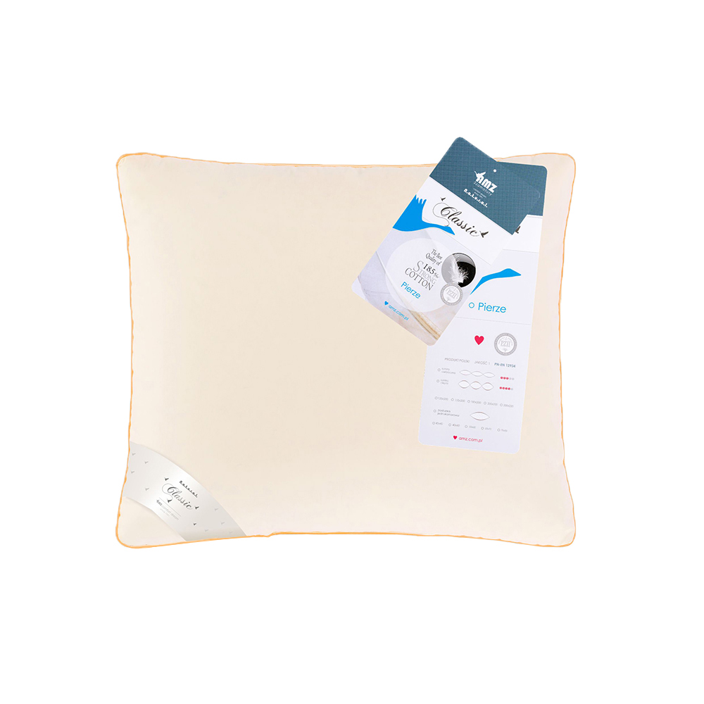Poduszka Classic Pierze AMZ 70x80 cm Kremowy pierze gęsie 100%, inlet bawełniany 100%