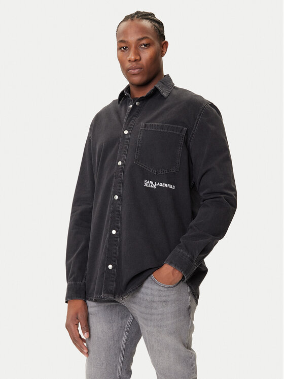 Karl Lagerfeld Jeans Koszula jeansowa A3M16001 Czarny Regular Fit