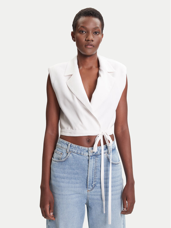 ACCESS FASHION Kamizelka 53-1028-195 Biały Slim Fit