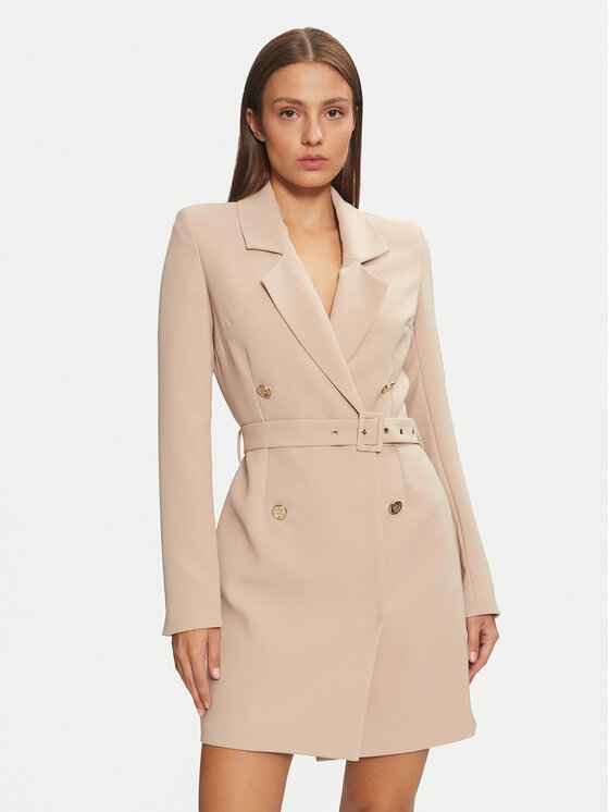 Guess Sukienka koktajlowa Leonie W4BK46 WGLO2 Beżowy Regular Fit
