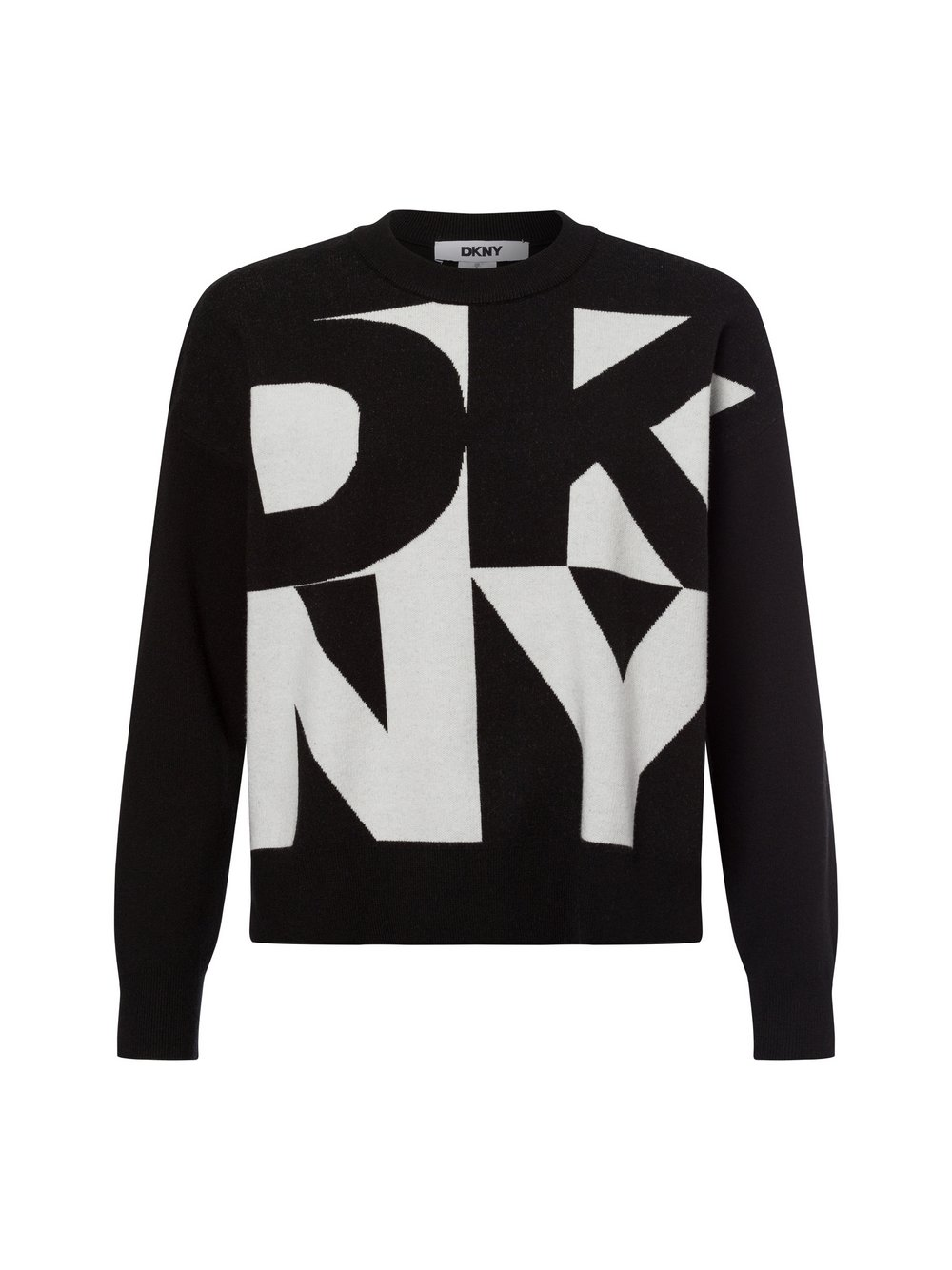 DKNY Sweter damski z dzianiny Kobiety Sztuczne włókno czarny, XL
