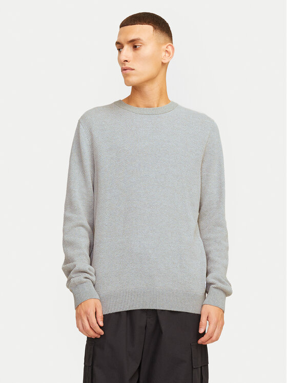 Jack & Jones Sweter Globe 12258139 Szary Regular Fit