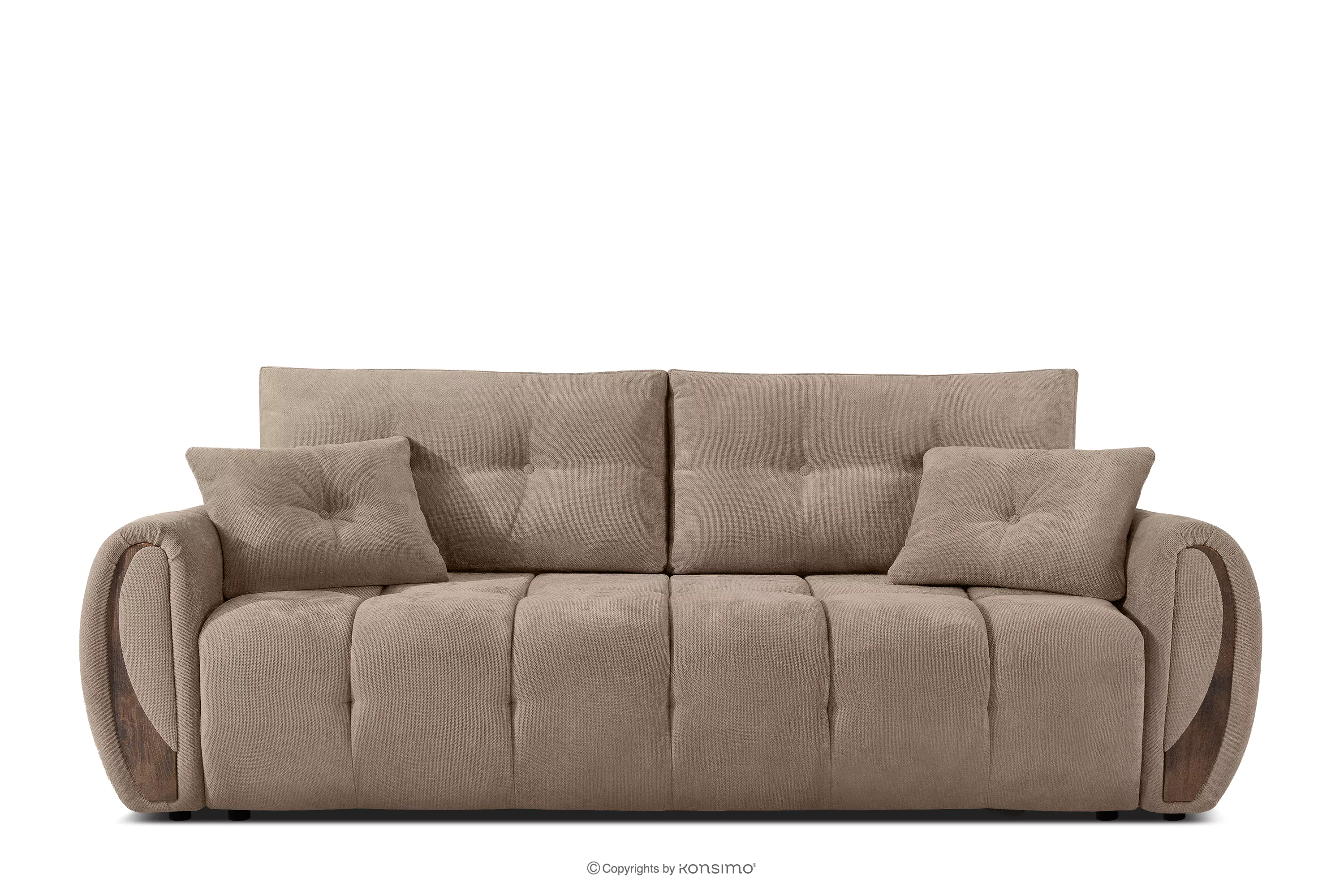 Sofa trzyosobowa z pikowaniem w tkaninie plecionej ciemny beżowy NILO