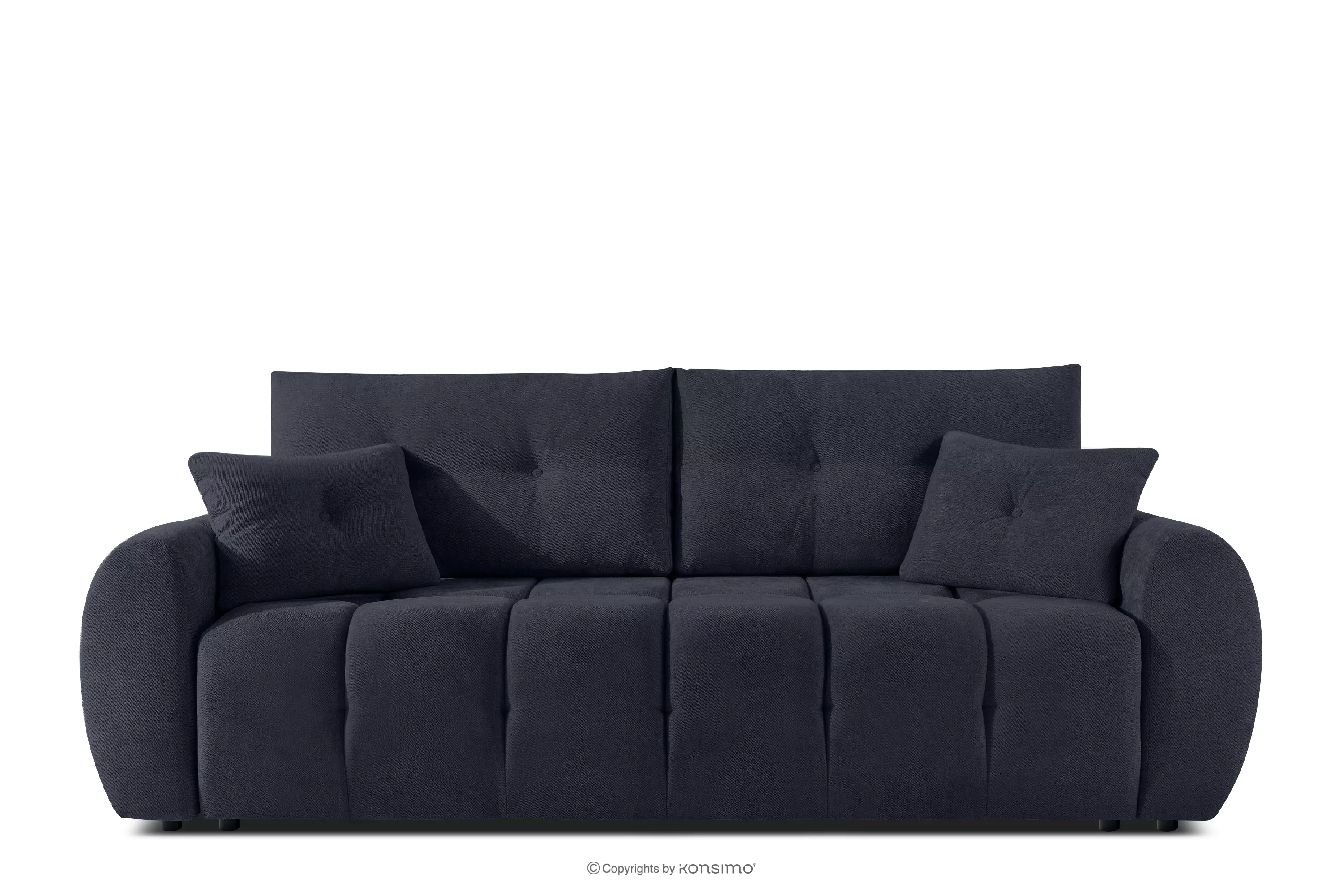 Pikowana sofa trzyosobowa z funkcją spania w tkaninie plecionej ciemny granatowy HELLA
