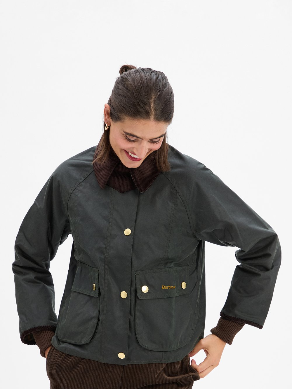 Barbour Damska kurtka woskowana - Beadnell Kobiety Bawełna zielony, 42