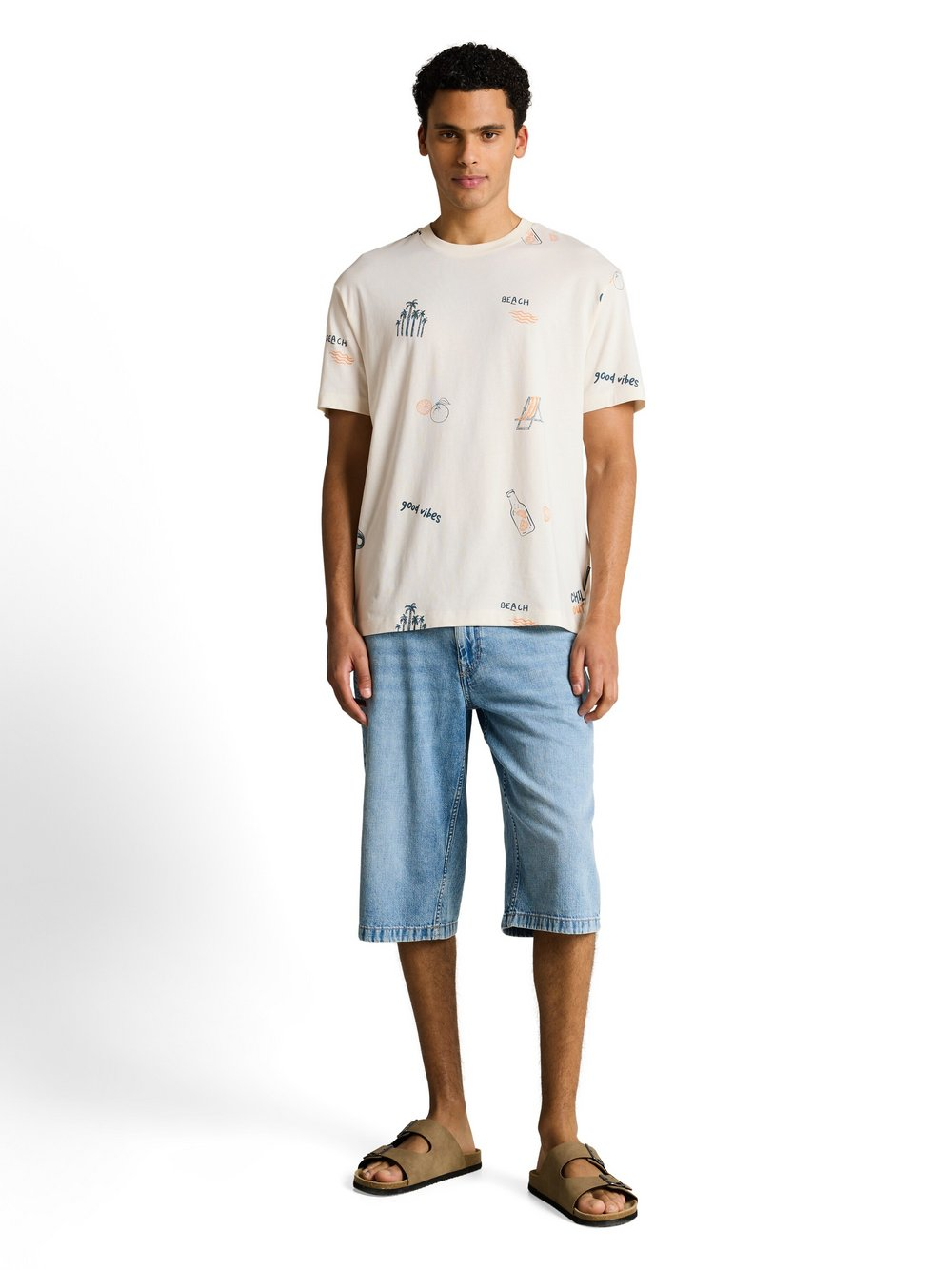 Tom Tailor Denim Koszulka męska Mężczyźni Bawełna (100%) beżowy, XXL