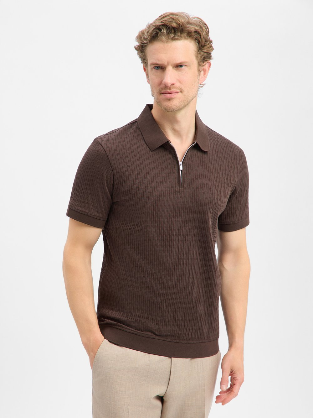JOOP! Męska koszulka polo - Franciscojose Mężczyźni Bawełna (100%) brązowy, L