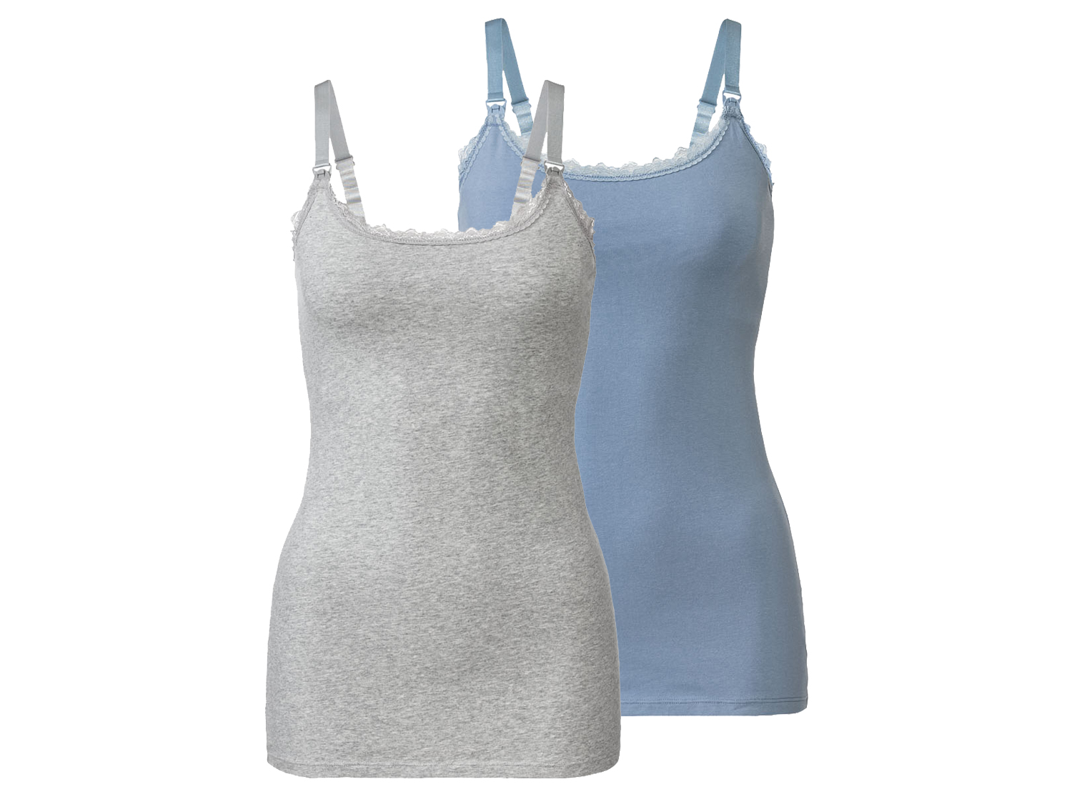 esmara® Topy do karmienia z bawełny organicznej, 2 sztuki (Jasnoniebieski, szary, XS (32/34))