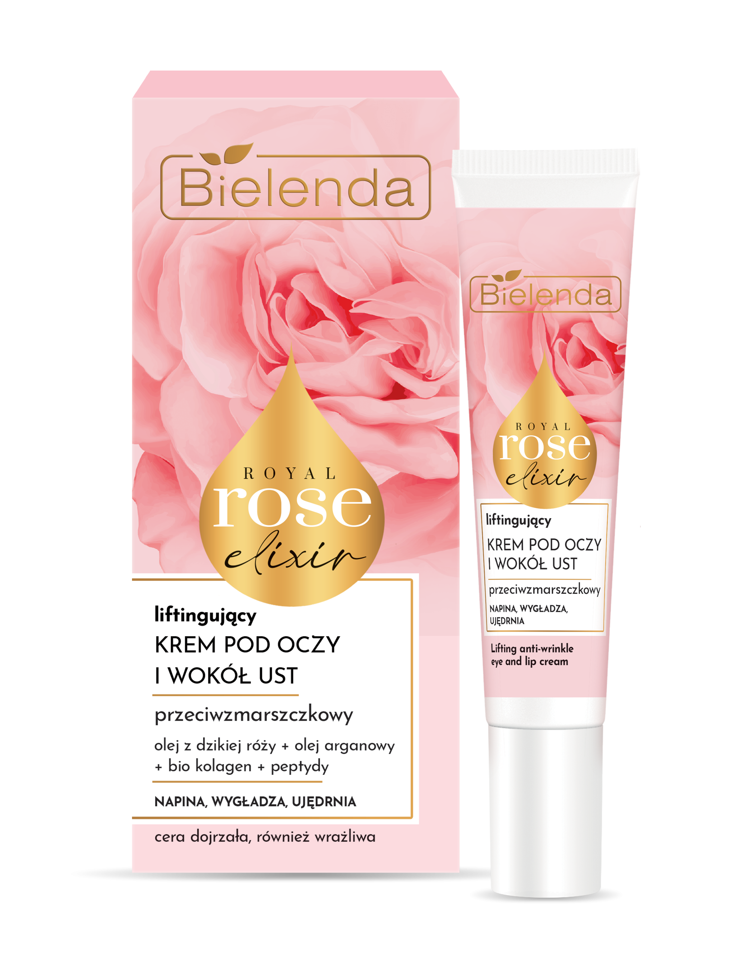 Bielenda Royal Rose Elixir krem przeciwzmarszczkowy, liftingujący, pod oczy i wokół ust15 ml