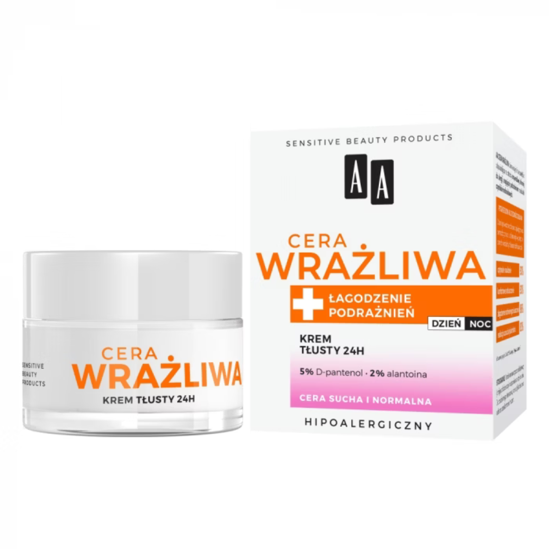 AA krem do twarzy tłusty do cery suchej i normalnej 24h bezzapachowy Cera Wrażliwa 50 ml