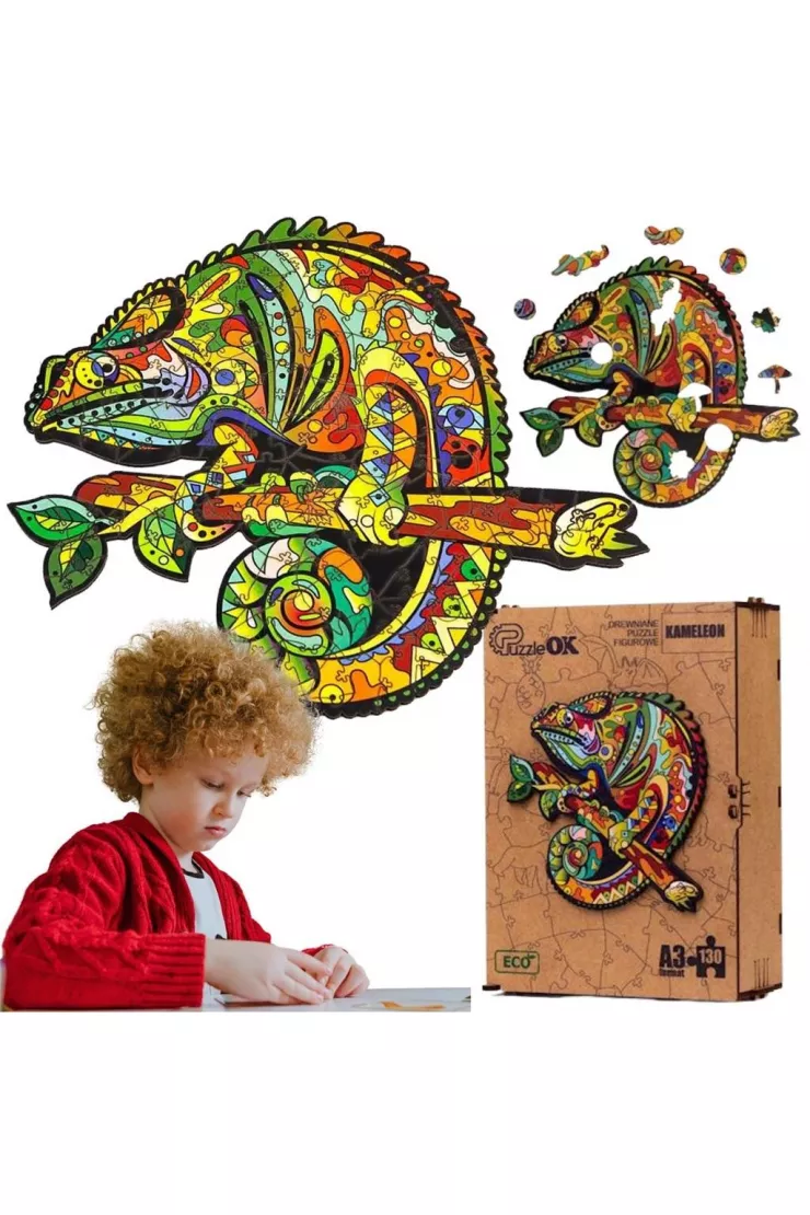 Puzzle drewniane eko 130 el. Kameleon A3