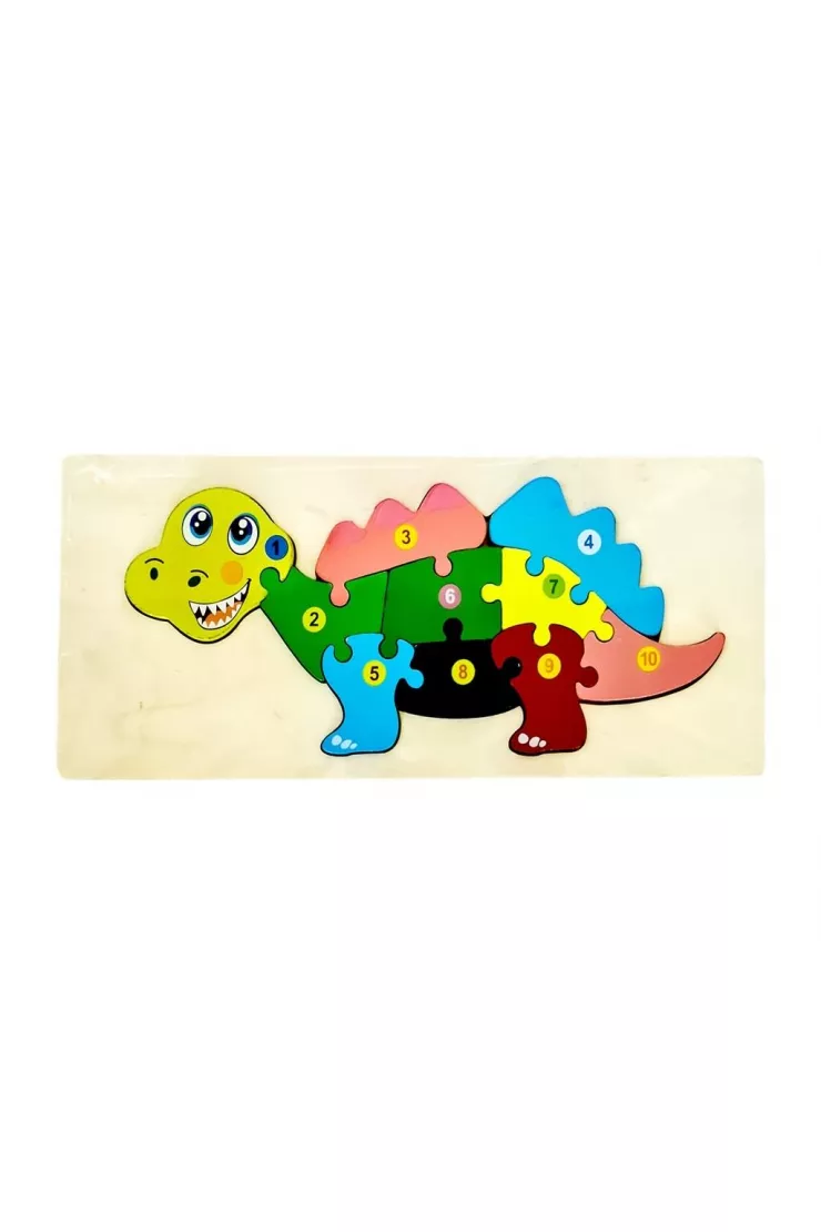 Puzzle drewniane kids z cyframi Dinozaur
