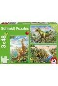 Puzzle 3x48 el. Dinozaury