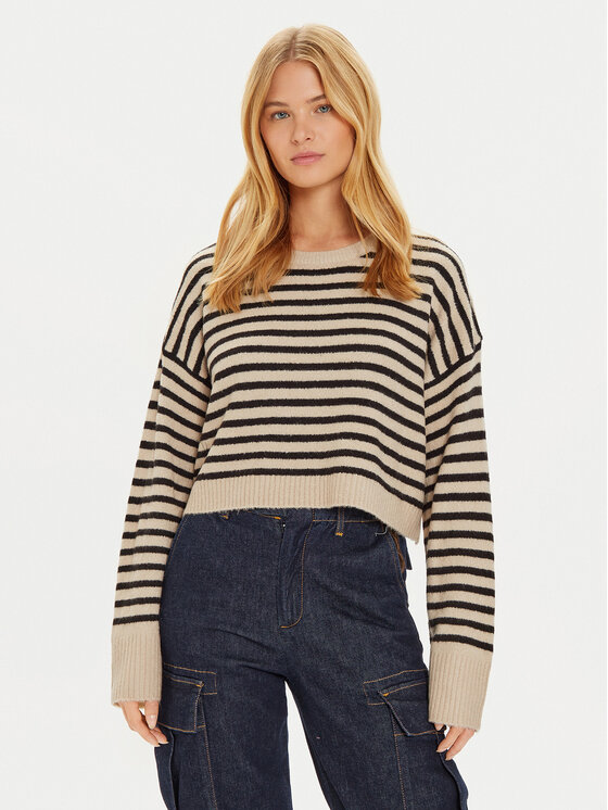 Brave Soul Sweter LK-230SEATON Beżowy Regular Fit