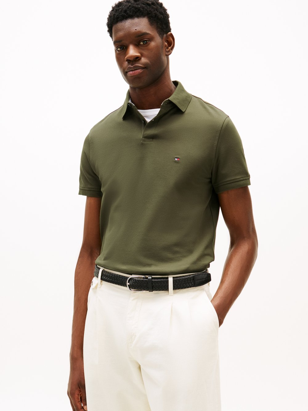 Tommy Hilfiger Męska koszulka polo Mężczyźni Bawełna zielony, L