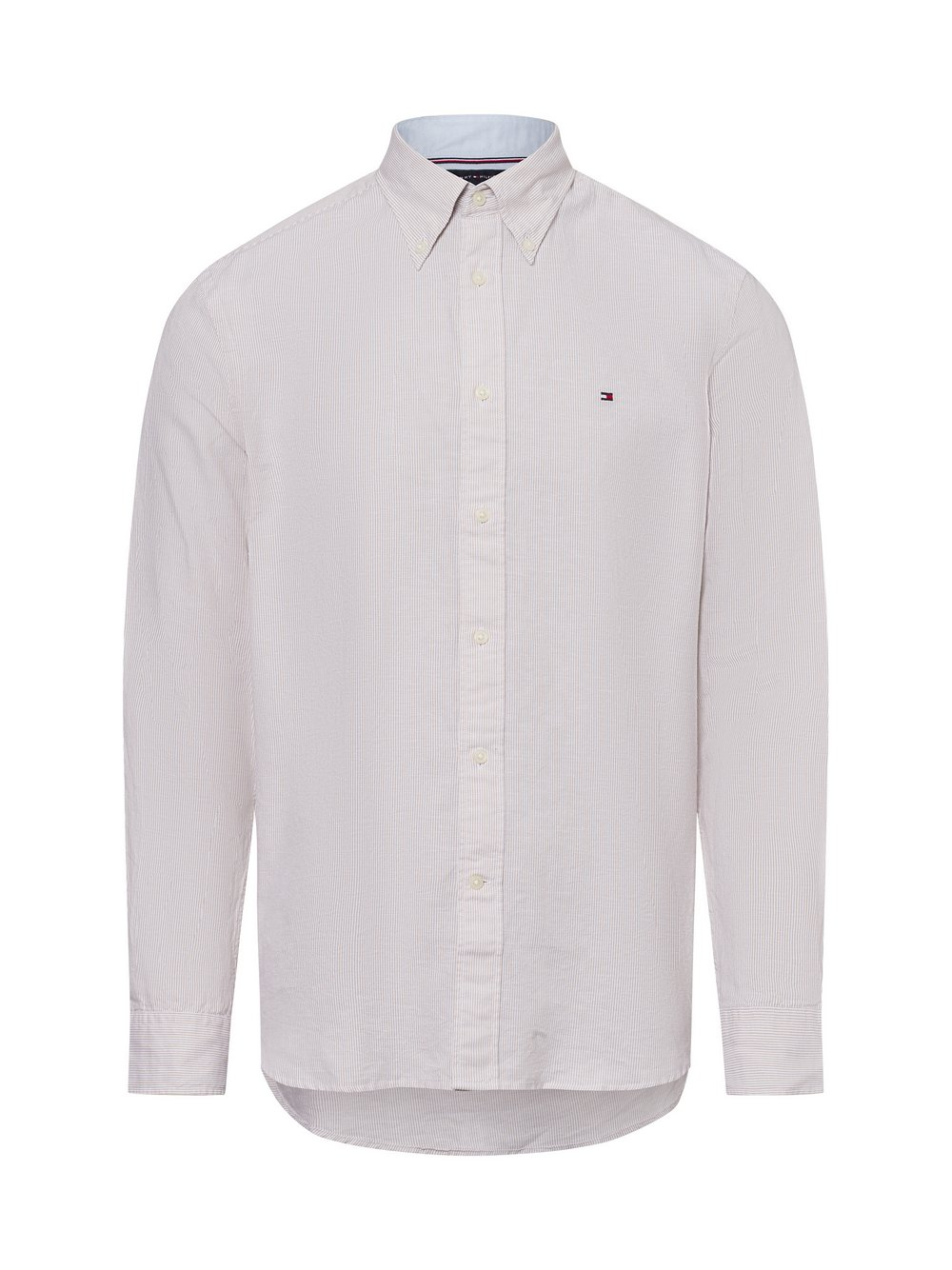 Tommy Hilfiger Męska koszula casual z zawartością lnu Mężczyźni Regular Fit Bawełna beżowy, M