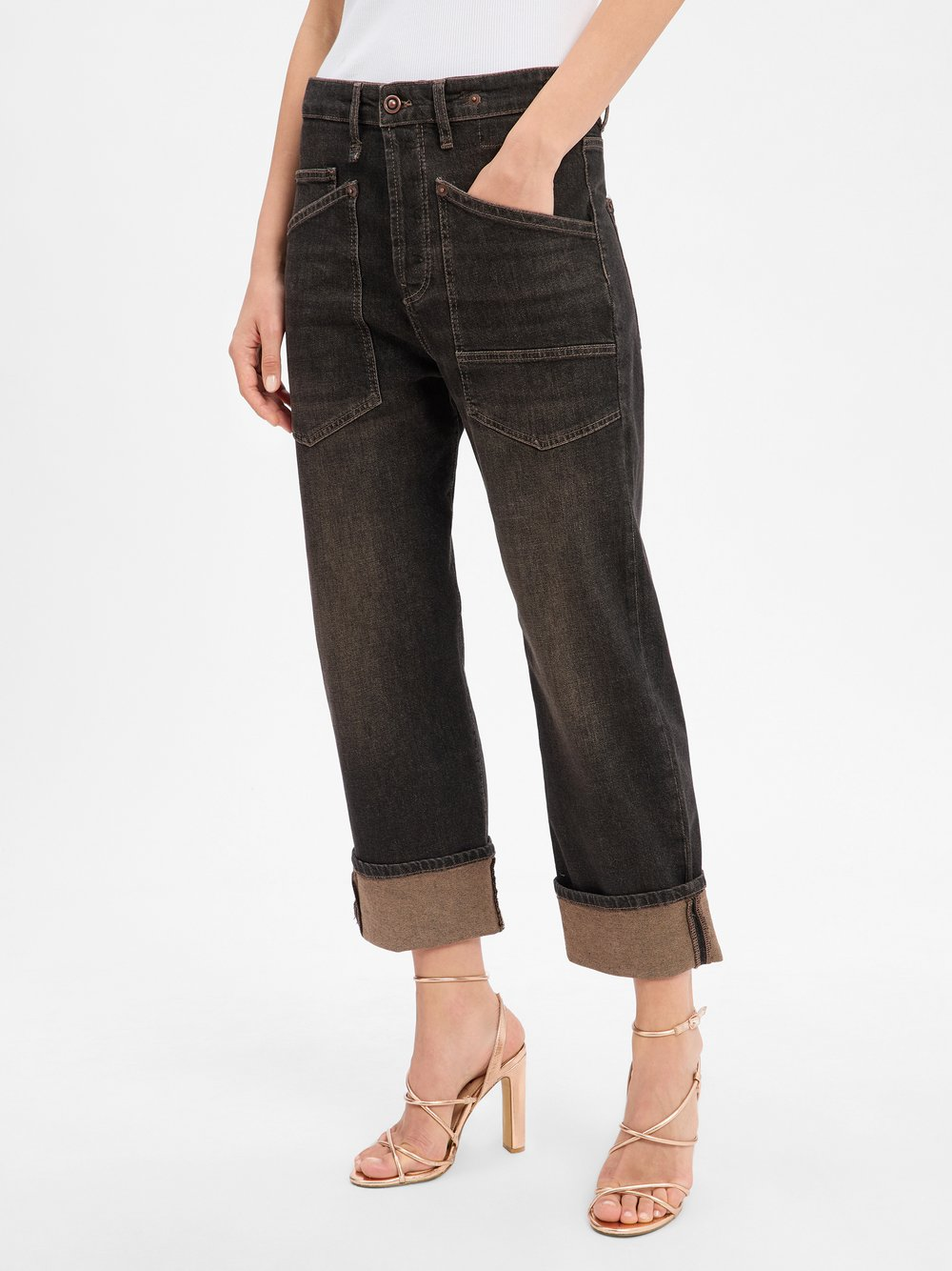 MAC Damskie jeansy baggy Kobiety Bawełna brązowy, 42