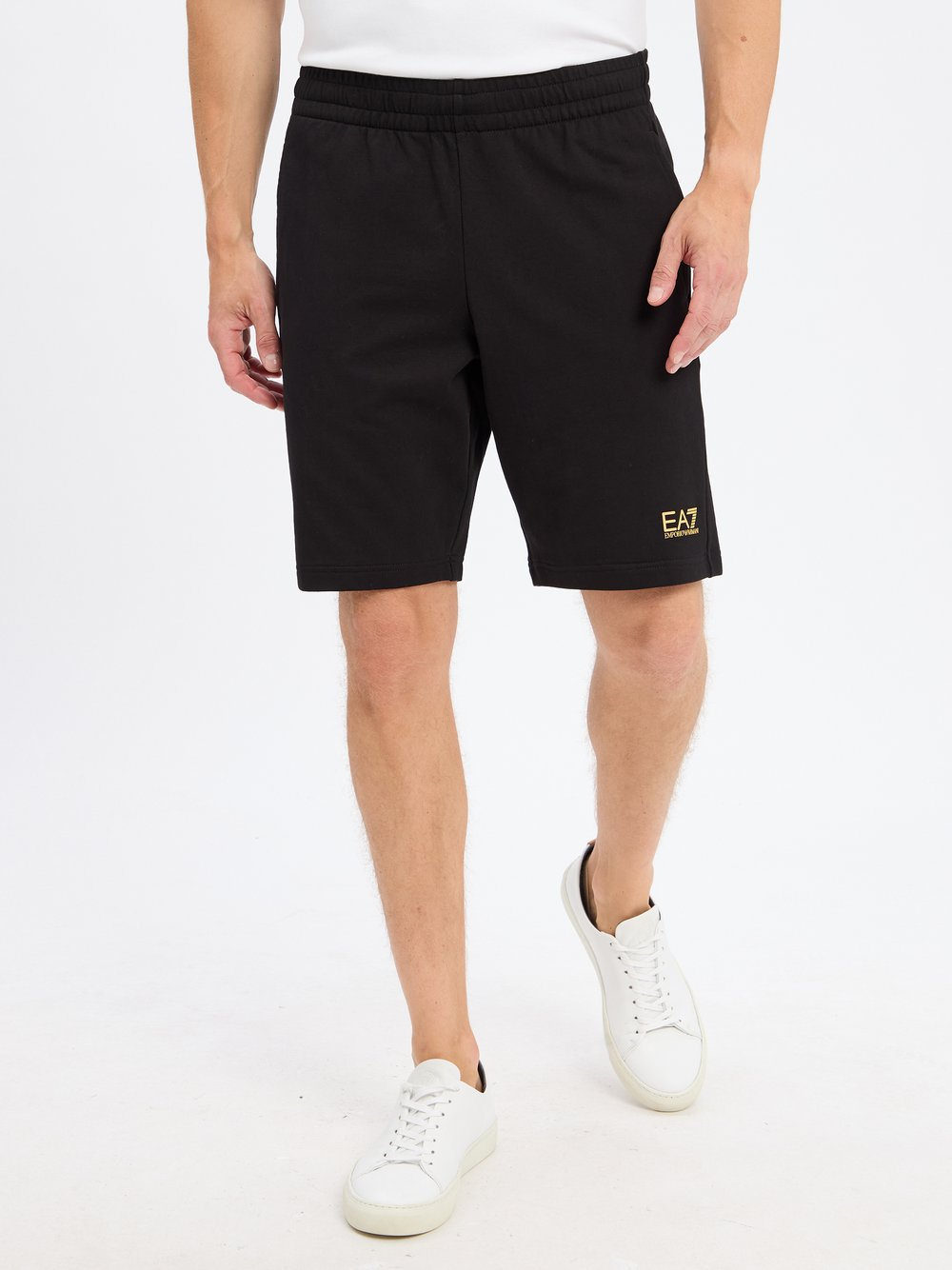 EA7 Emporio Armani Męskie szorty dresowe Mężczyźni Bawełna czarny, S