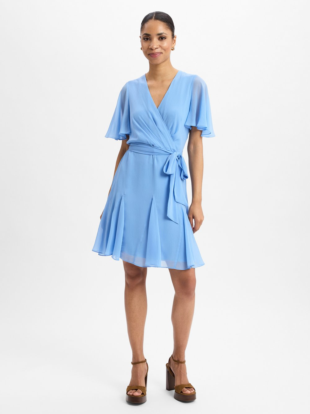 Lauren Ralph Lauren Damska sukienka kopertowa Kobiety Sztuczne włókno niebieski, 40