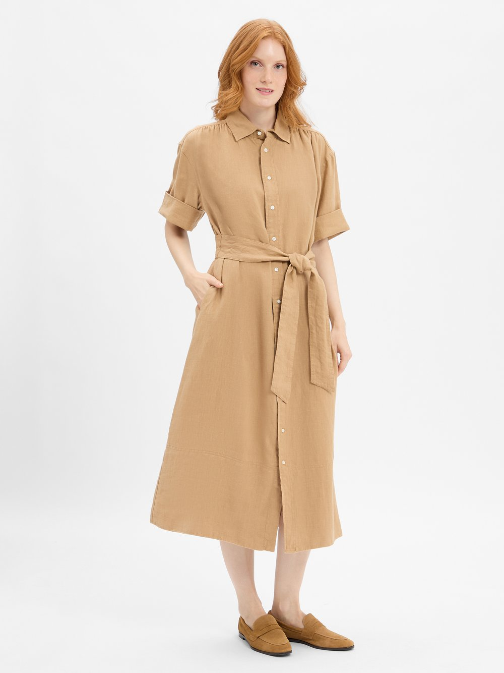 Polo Ralph Lauren Lniana sukienka damska Kobiety len beżowy|brązowy, 36
