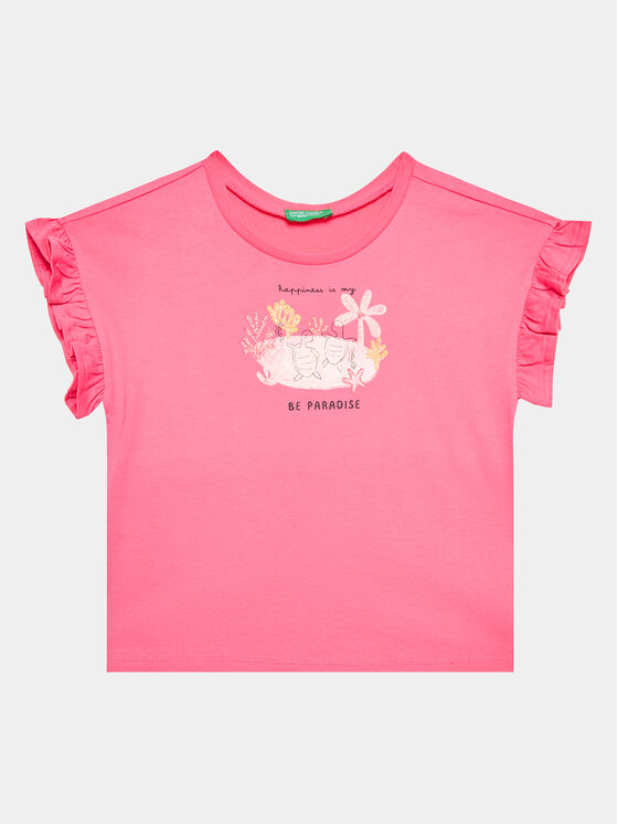 United Colors Of Benetton T-Shirt 3096G1093 Różowy Regular Fit