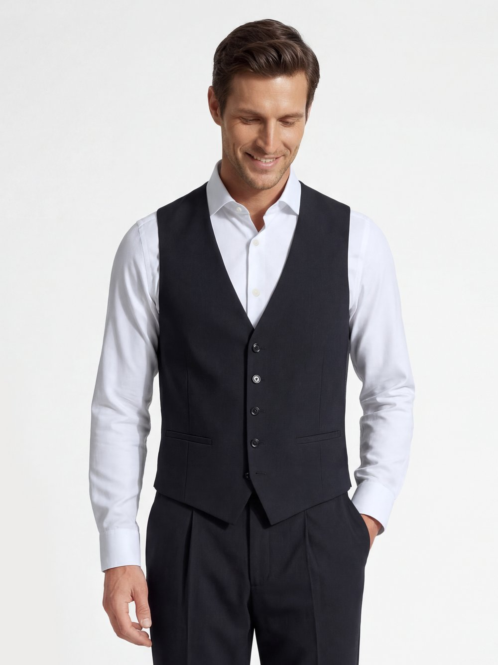 Finshley & Harding London Męska modułowa kamizelka garniturowa - Wesdon Mężczyźni Slim Fit Sztuczne włókno niebieski, 50