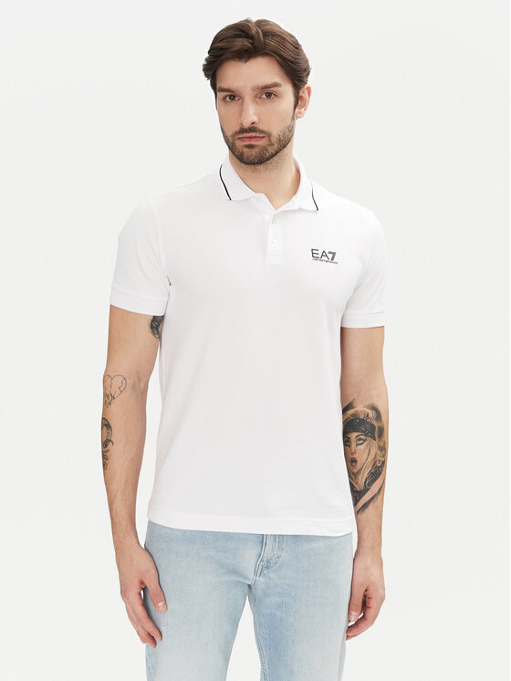 EA7 Emporio Armani Polo 8NPF16 PJVUZ 1100 Biały Slim Fit