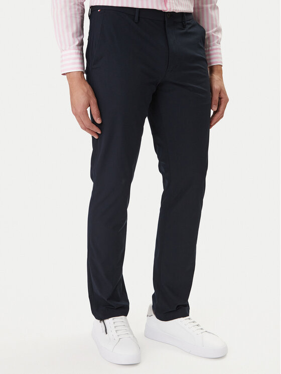 Tommy Hilfiger Chinosy Denton MW0MW43408 Granatowy Slim Fit