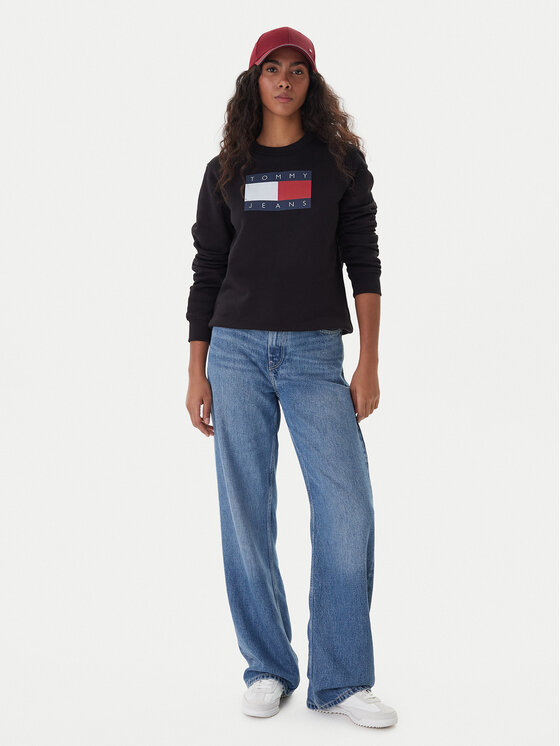 Tommy Jeans Bluza Flag DW0DW22564 Czarny Regular Fit